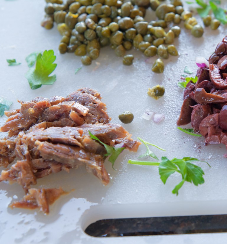Anchovy mis en place